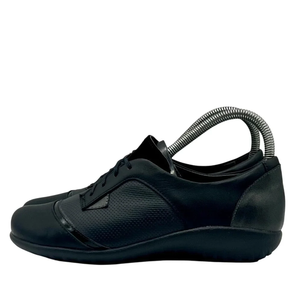 Naot Women Black Leather Perforated Lace Up Comfort Shoes EU‎ 37 US 6